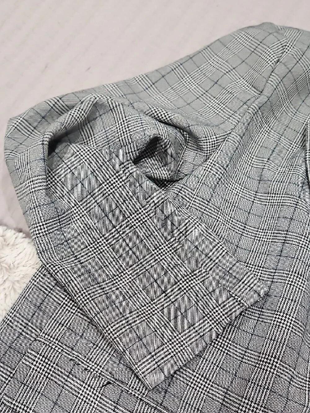 Steve Madden Gray Plaid Single-Button Blazer